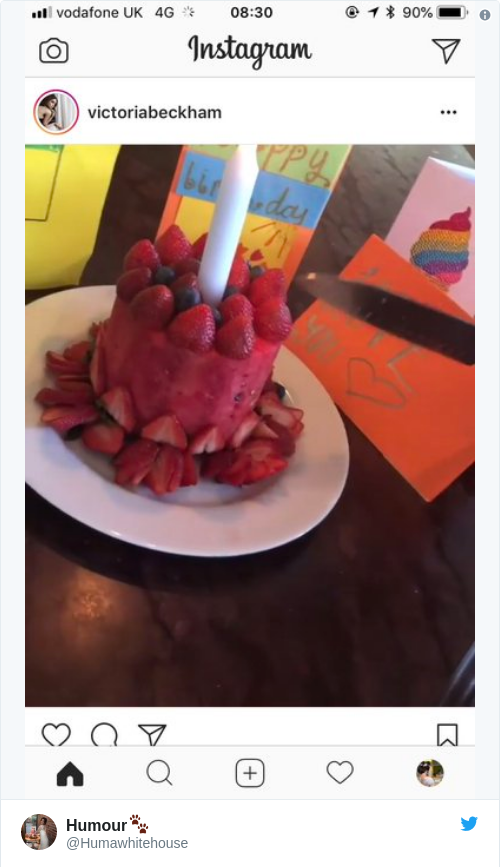 So, Victoria Beckham's birthday cake was literally just a melon and