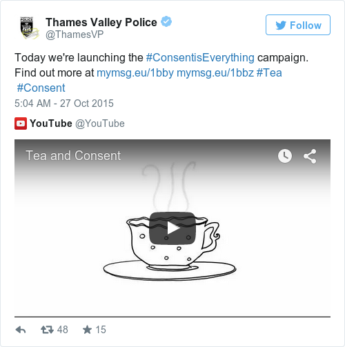Video compares sexual consent to making tea: "If they don't drink tea ...