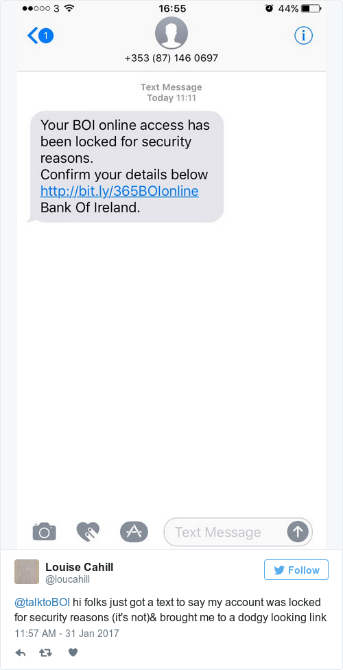 Bank Of Ireland Warns Customers Over Smishing Text Scam