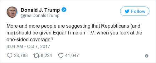 Tweet by @Donald J. Trump