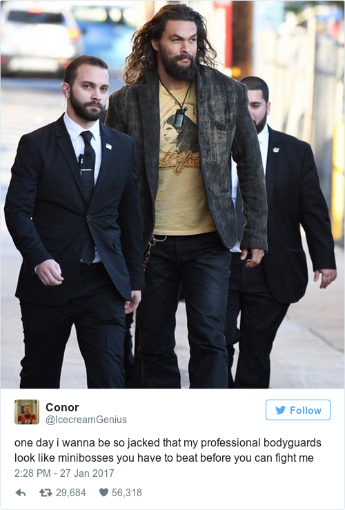 Jason Momoa's made his 'bodyguards' look slightly ridiculous .. It's