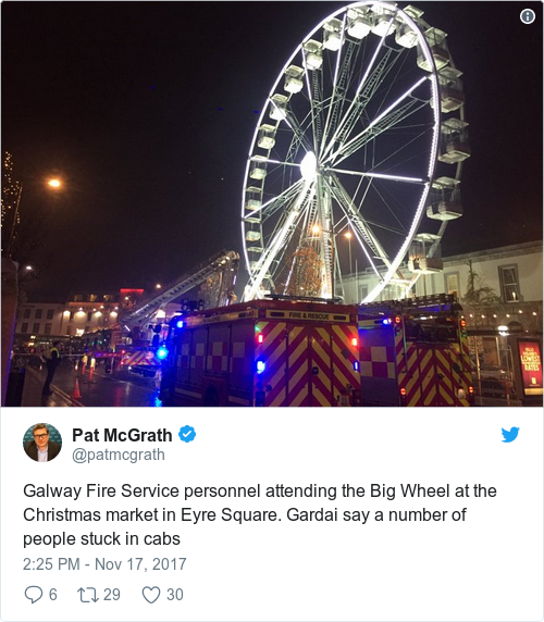 Emergency services at scene as people trapped on big wheel at Galway