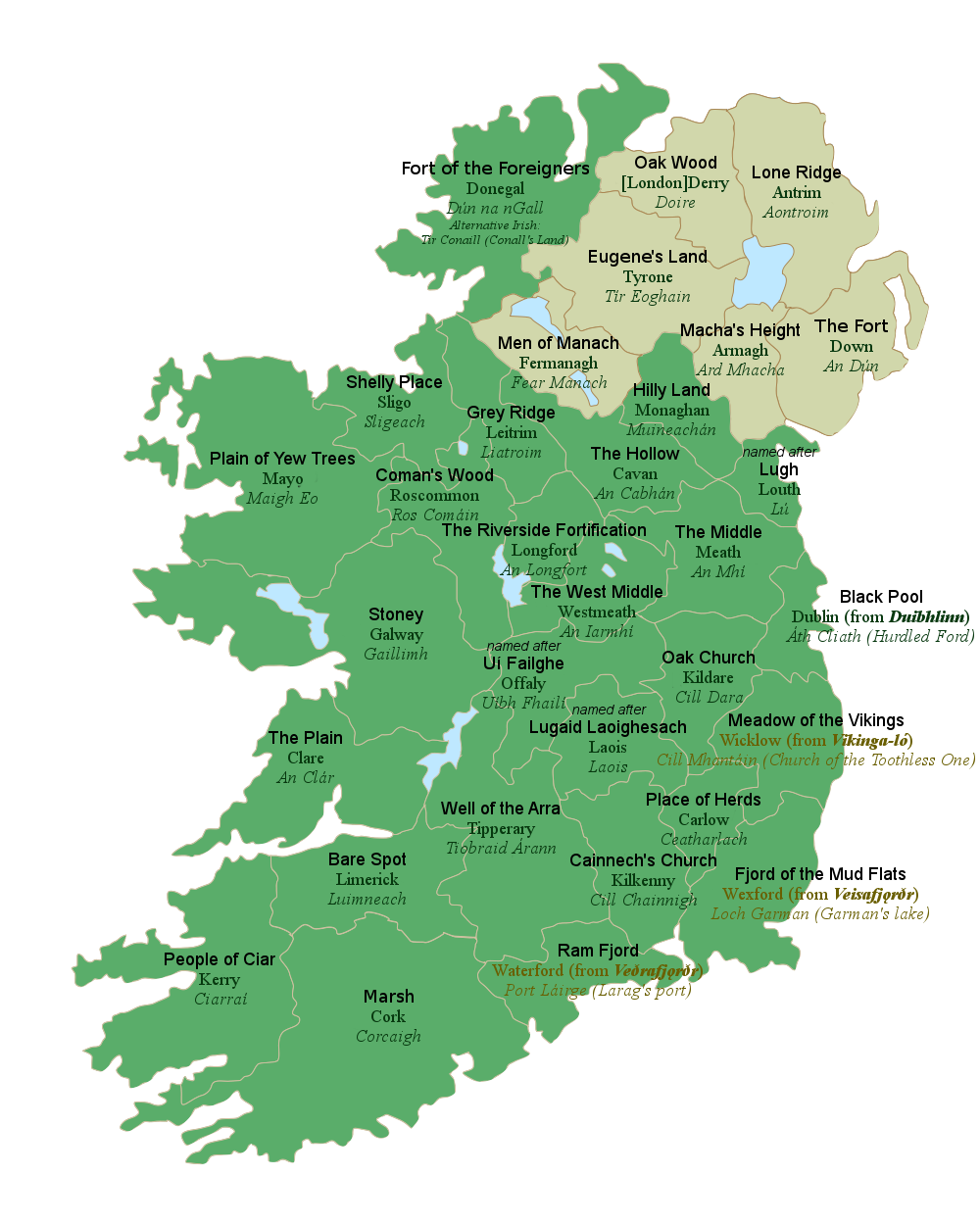 A Map Of Ireland By Counties