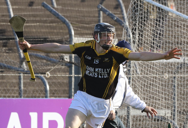 Ballyea's Pearse Lillis celebrates scoring a goal