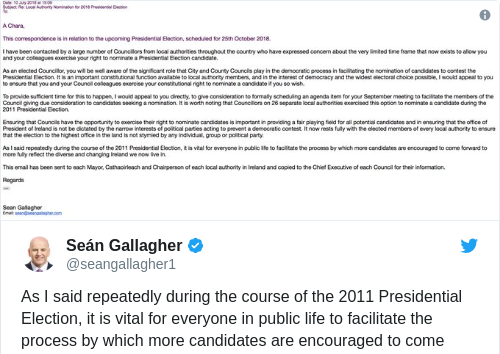 Ex-Áras candidate Sean Gallagher asks county councils to clear time to discuss nominations 00d05cd7b77fc8341adea5bbbb1e7b5e - Ex-Áras candidate Sean Gallagher asks county councils to clear time to discuss nominations