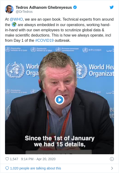 Tweet by @Tedros Adhanom Ghebreyesus