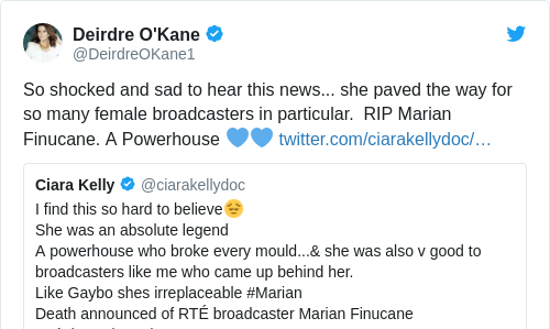 Tweet by @Deirdre O'Kane