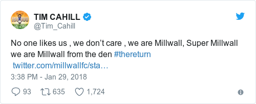 Tweet by @TIM CAHILL