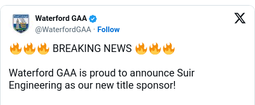 Tweet by @Waterford GAA
