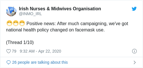 Tweet by @Irish Nurses & Midwives Organisation