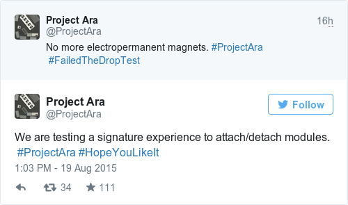 Tweet by @Project Ara