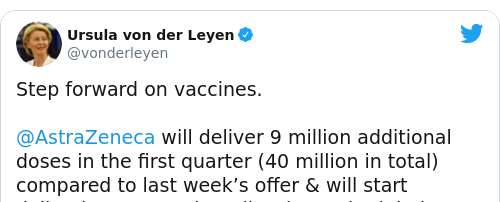 Tweet by @Ursula von der Leyen