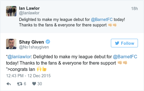 Tweet by @Shay Given