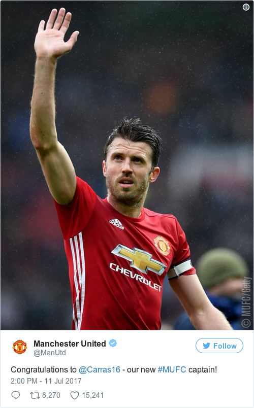 Tweet by @Manchester United
