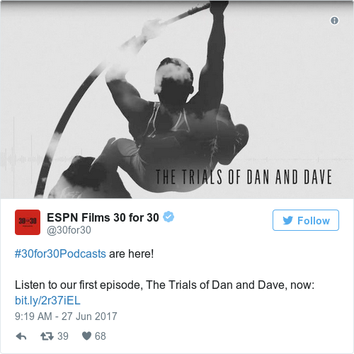 Tweet by @ESPN Films 30 for 30