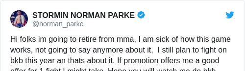 Tweet by @STORMIN NORMAN PARKE