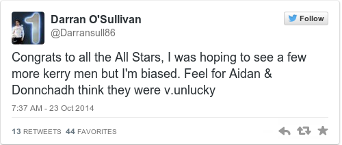 Tweet by @Darran O'Sullivan