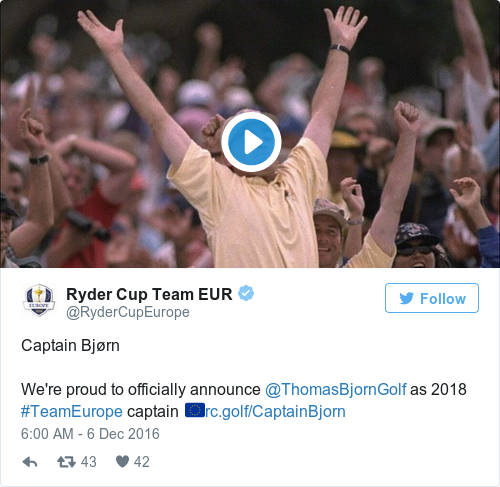 Tweet by @Ryder Cup Team EUR