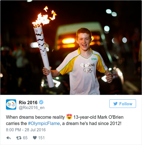 Tweet by @Rio 2016