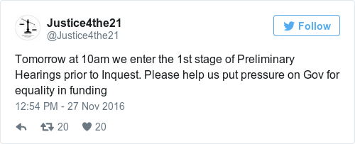 Tweet by @Justice4the21