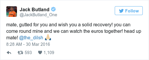 Tweet by @Jack Butland