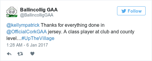 Tweet by @Ballincollig GAA