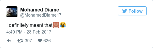 Tweet by @Mohamed Diame