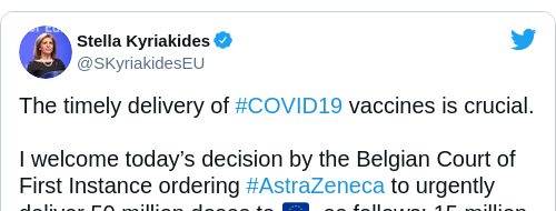 Tweet by @Stella Kyriakides