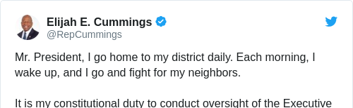 Tweet by @Elijah E. Cummings