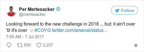 Tweet by @Per Mertesacker