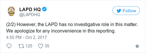 Tweet by @LAPD HQ