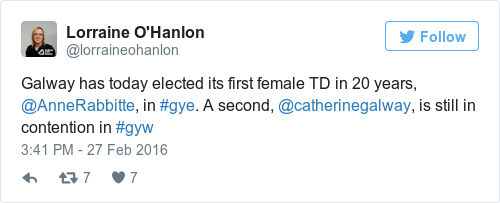 Tweet by @Lorraine O'Hanlon