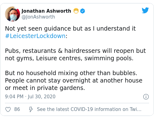 Tweet by @Jonathan Ashworth 😷