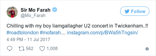 Tweet by @Sir Mo Farah