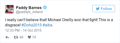 Tweet by @Paddy Barnes