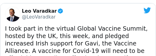 Tweet by @Leo Varadkar