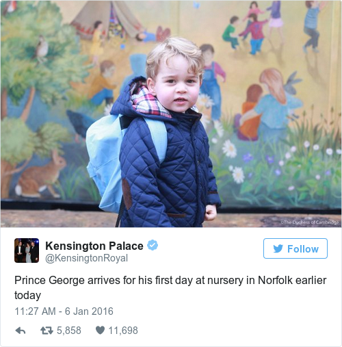 Tweet by @Kensington Palace