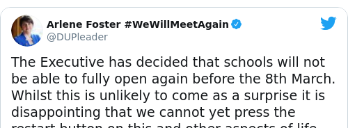 Tweet by @Arlene Foster #WeWillMeetAgain