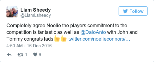 Tweet by @Liam Sheedy