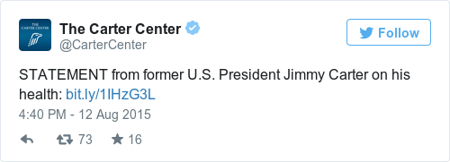 Tweet by @The Carter Center