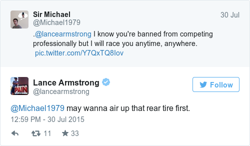 Tweet by @Lance Armstrong