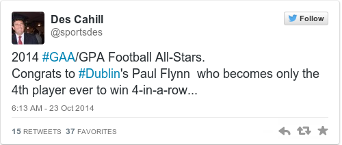 Tweet by @Des Cahill