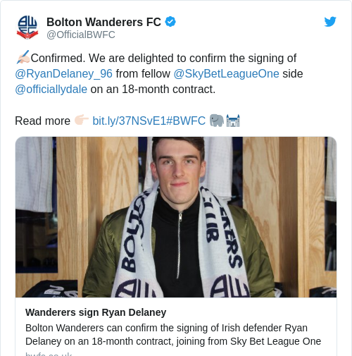 Tweet by @Bolton Wanderers FC
