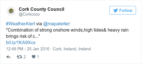 Tweet by @Cork County Council