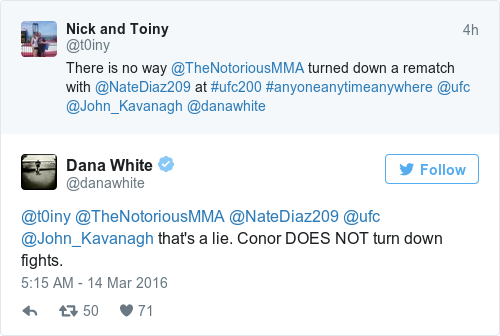 Tweet by @Dana White