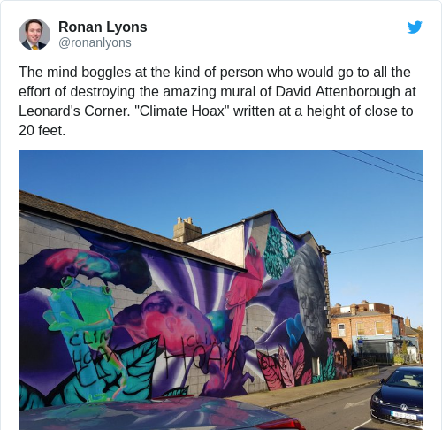 'Blatant disrespect': David Attenborough mural vandalised with 'climate