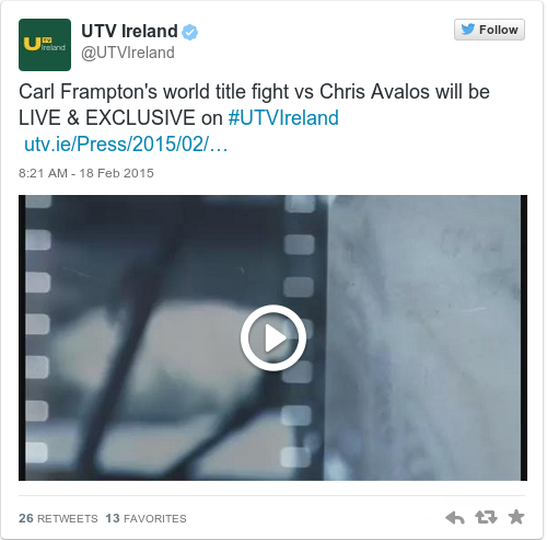 Tweet by @UTV Ireland