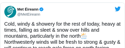 Tweet by @Met Éireann