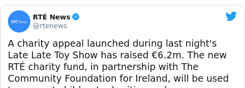 Tweet by @RTÉ News