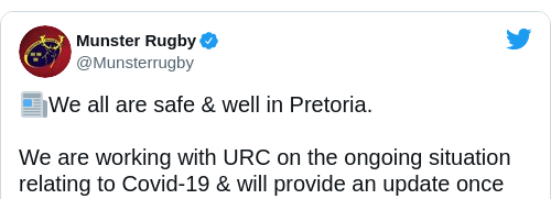 Tweet by @Munster Rugby